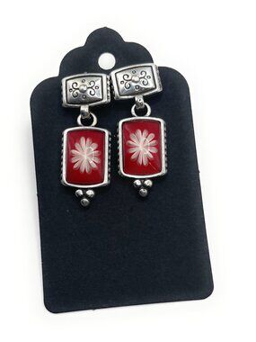 Brighton Water Lily Red Earrings - 1814